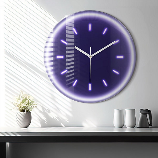 Horloge murale Wallfluent fi60 cm Aiguilles blanches Traits néon 1 pcs