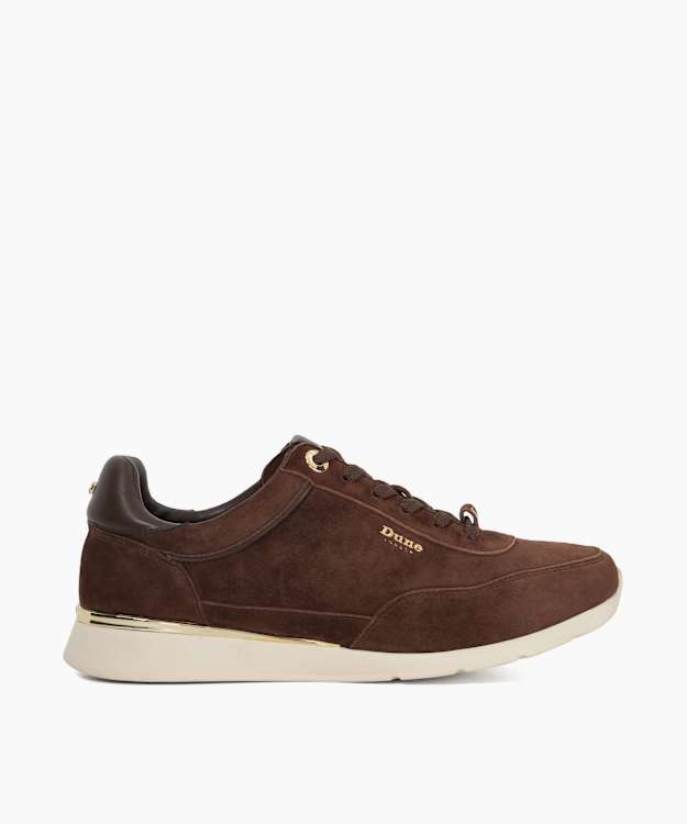 Entitle Brown - Brown Leather Lace Up Runner Trainers