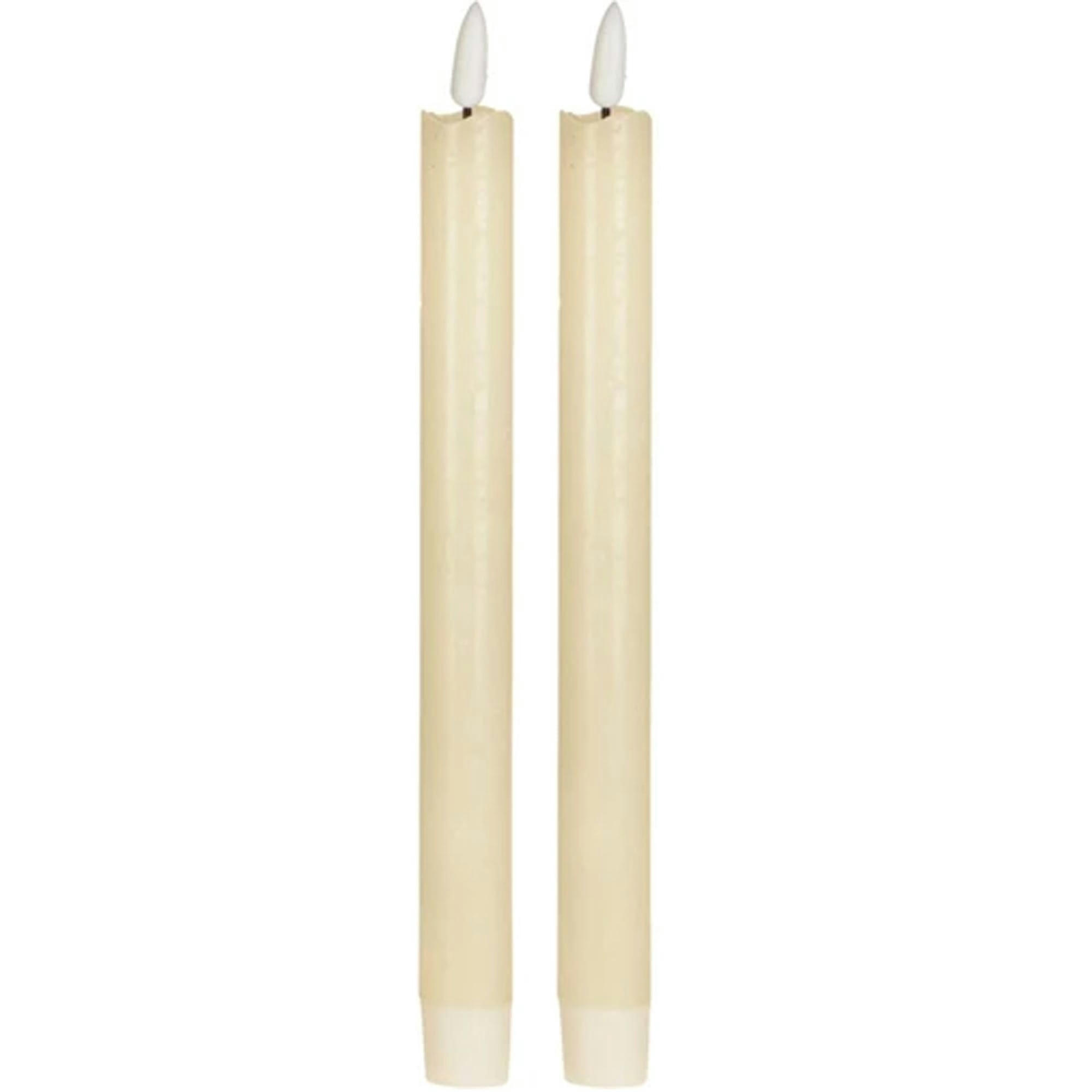 - Set de 2 bougies longues chandelier LED ivoire