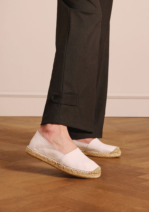 Manfield Witte leren espadrilles