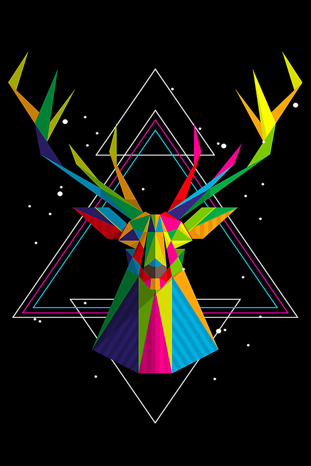 - Tableau tête de cerf origami imprimé sur toile 60x90cm