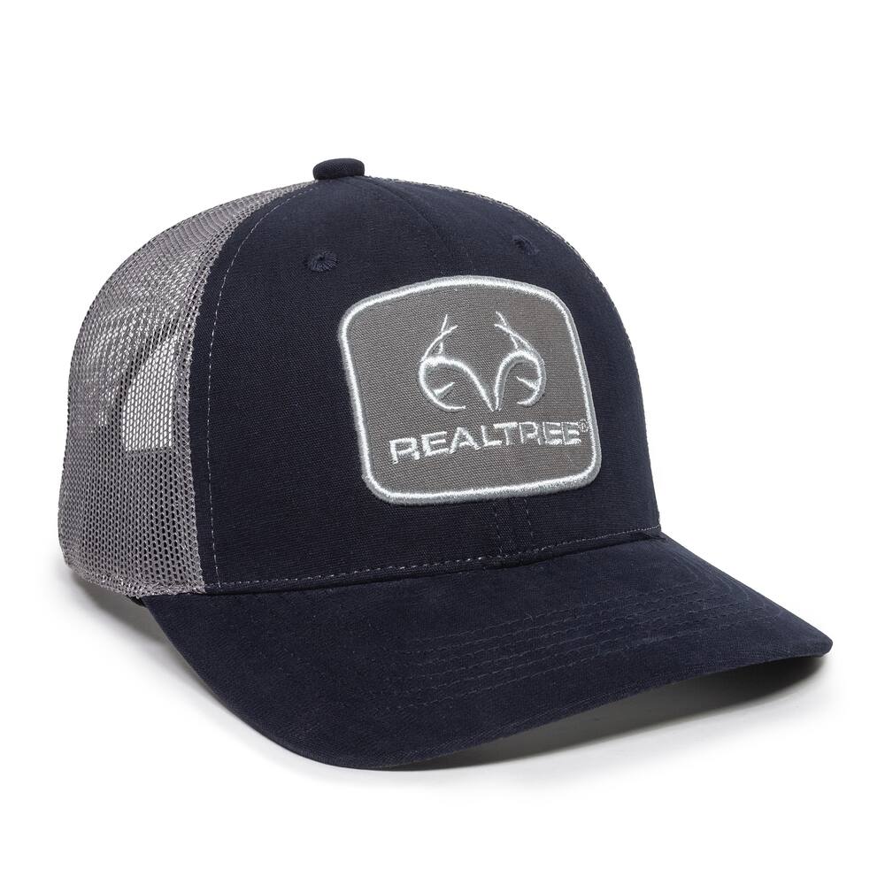 Realtree Hunting Mesh Back Baseball CaP with Adjustable Closure, Navy/ Grey