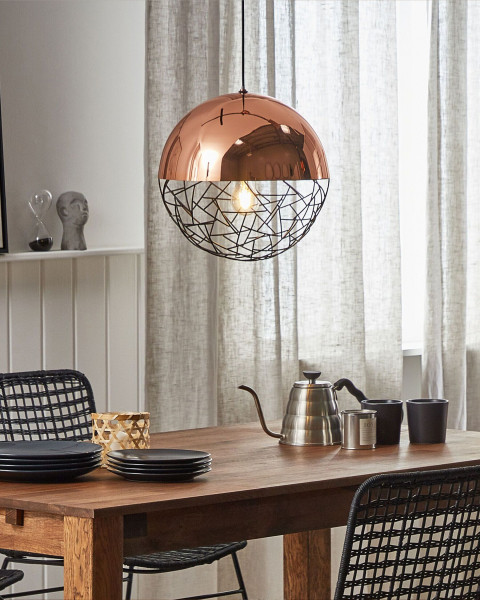 Lampa wisząca metalowa kula miedziana