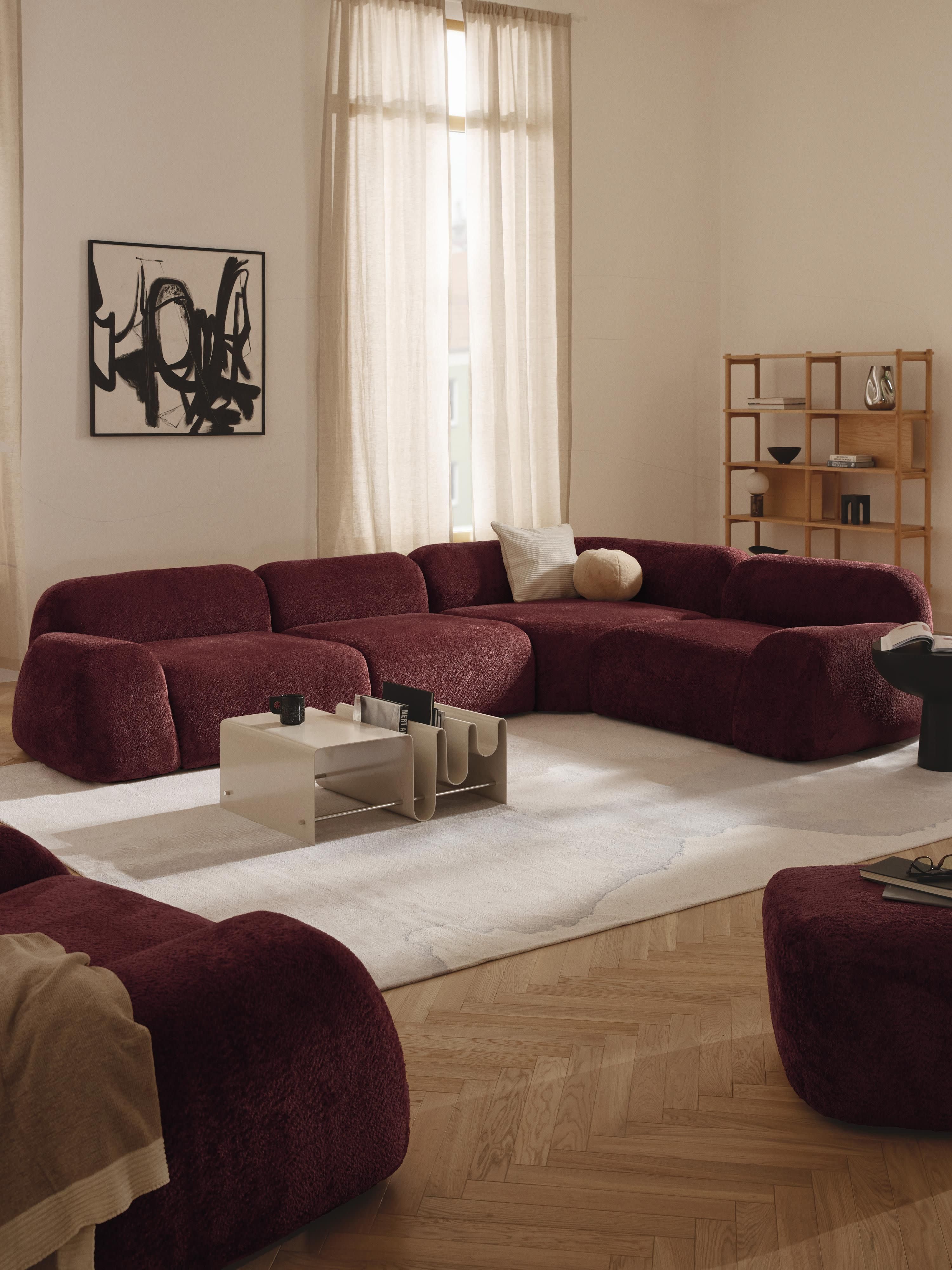 Modulares Teddy-Bouclé-Ecksofa Wolke (4-Sitzer)