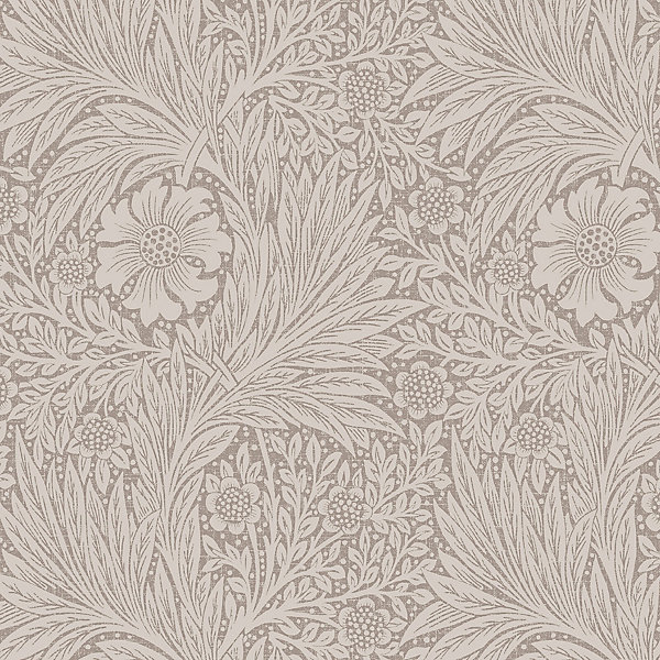 Papier peint vinyle intissé fleuri effet métallique beige crème L.1000 x l.52 cm William Morris Marigold