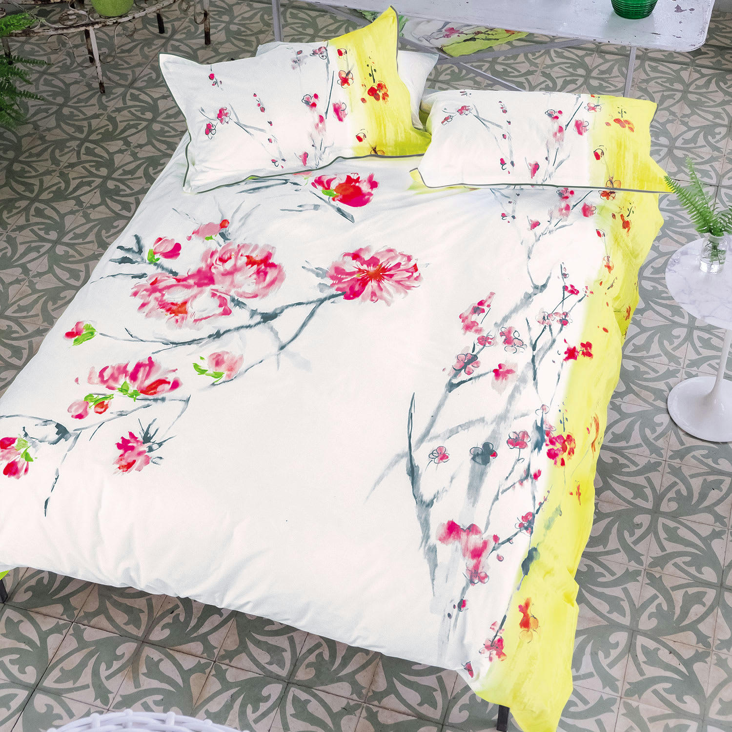 ORIENTAL FLOWER - Housse de couette en satin de coton multicolore 240x220