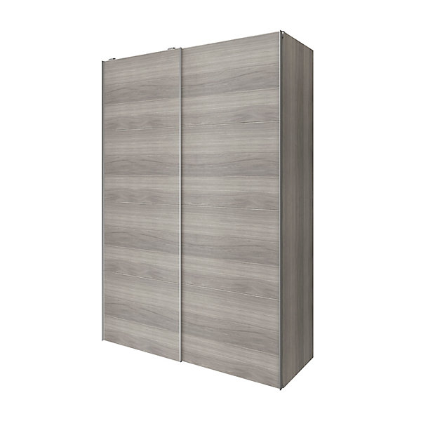 Armoire penderie portes coulissantes effet chêne grisé GoodHome Atomia H. 225 x L. 150 x P. 63,5 cm