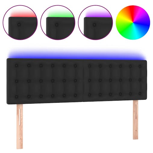 NNEVL LED Headboard Black 144x5x78/88 cm Faux Leather