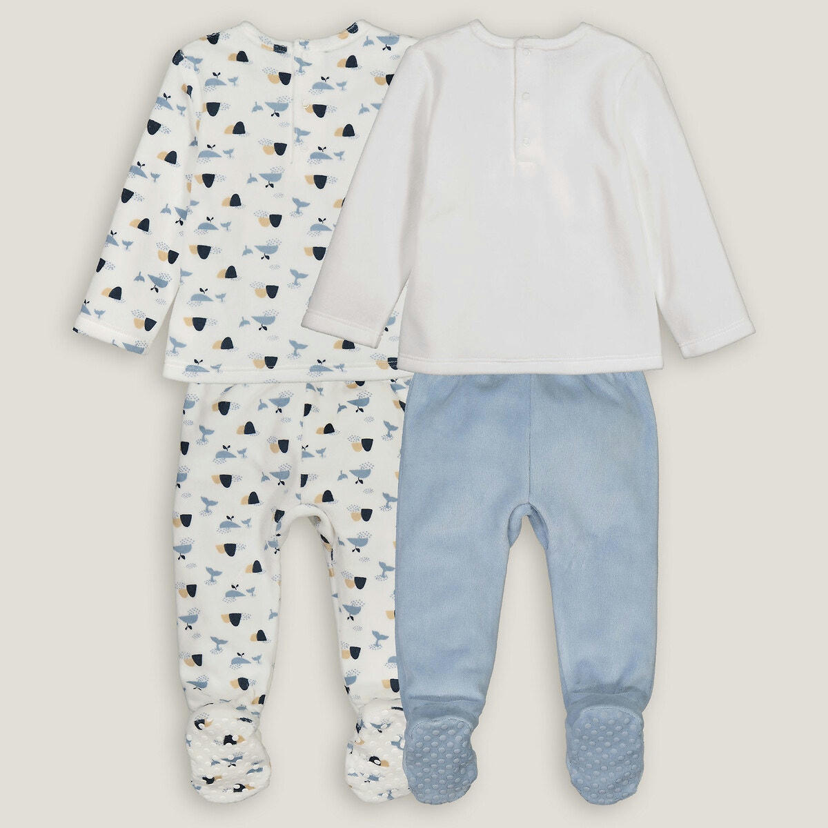 Lot de 2 pyjamas 2 pièces velours, motif baleines
