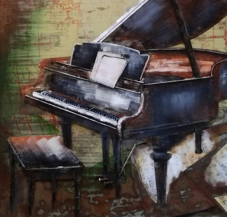 MÉTAL BRASS - Tableau relief en métal piano 100x100