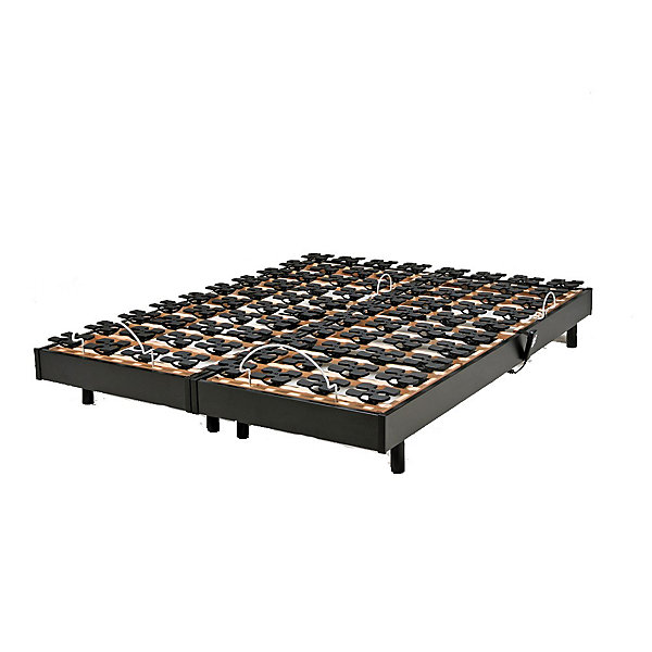 Ensemble 2 sommiers relaxation électrique FLEXPALACE 80x200   2 matelas mémoire de forme / Noir