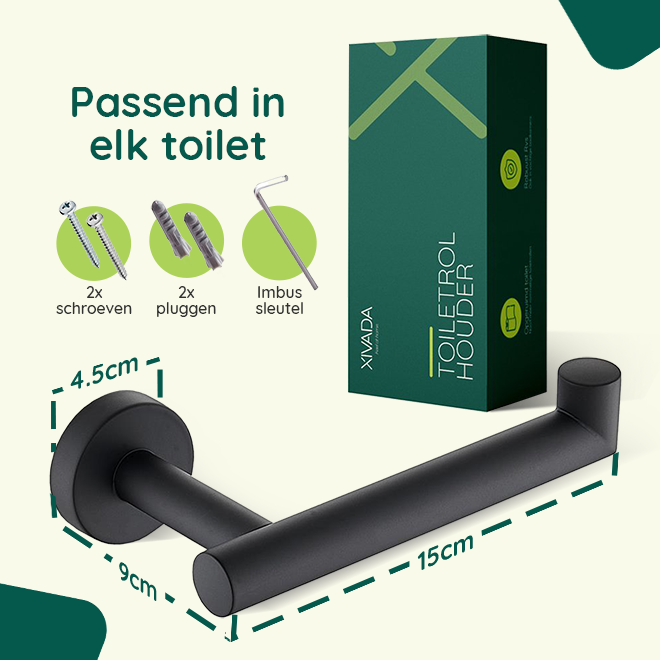 XIVADA Toiletset - Toiletborstel - Wc rolhouder - Handdoekhaakjes