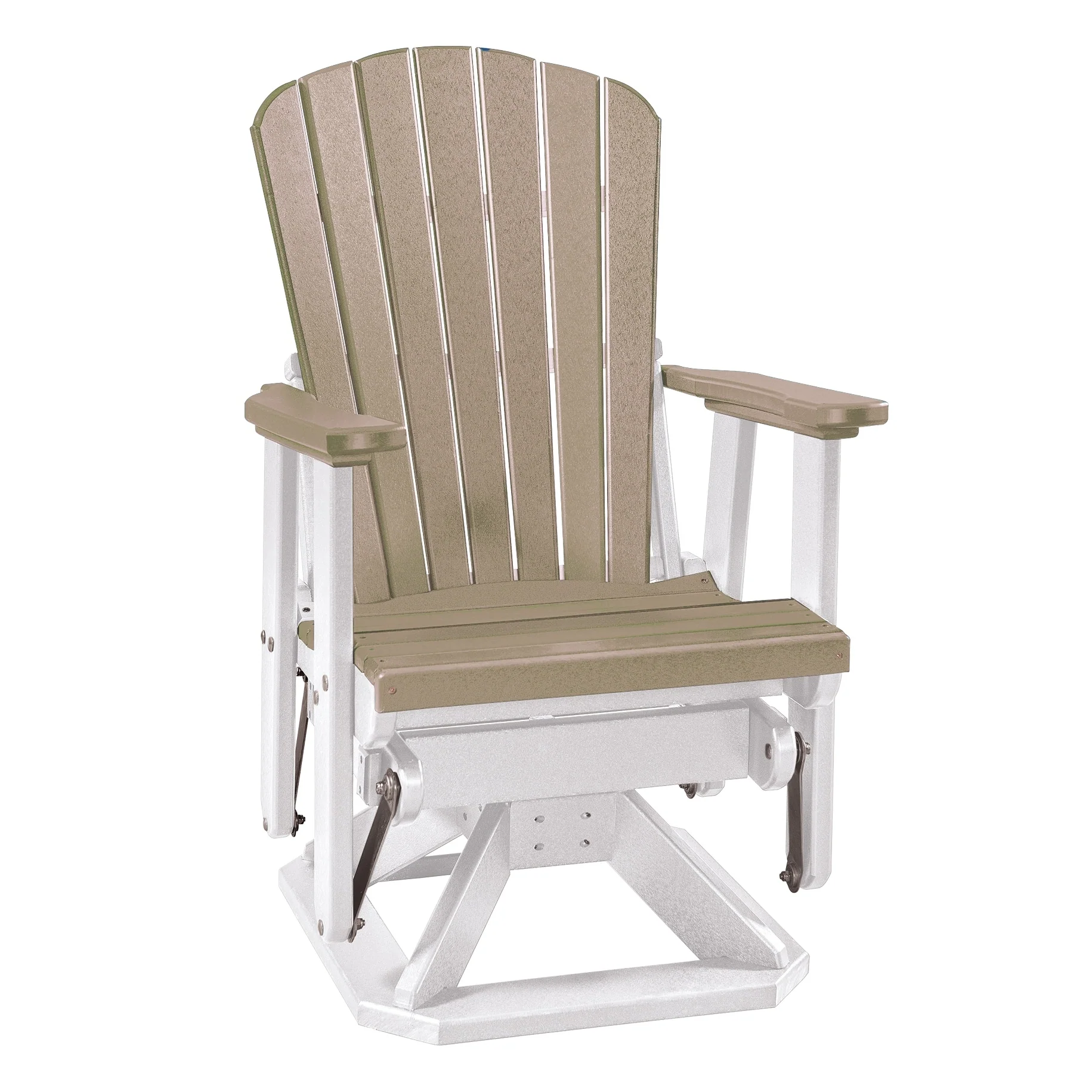 OS Home and Office Model Fan Back Swivel Glider in WeatherWood with a White Base