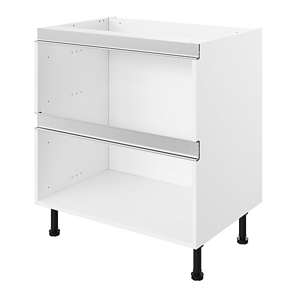 Caisson bas de cuisine à 2 casseroliers blanc L. 100 cm Caraway Innovo GoodHome