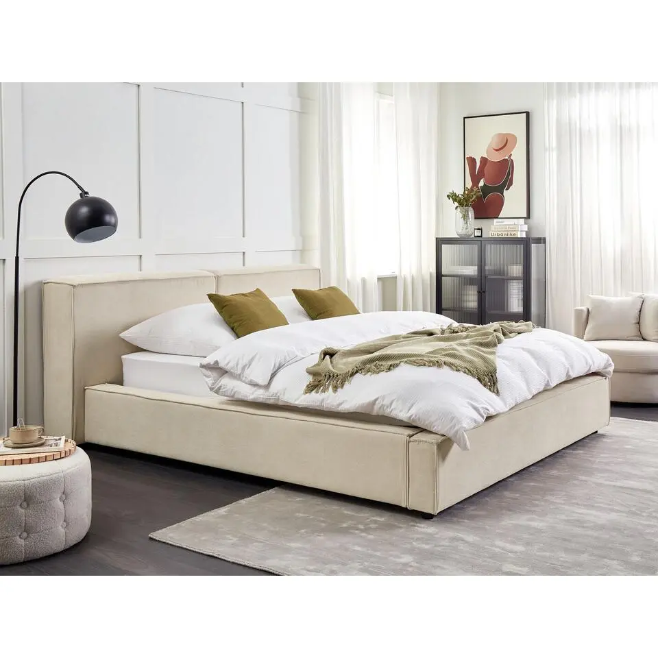 LINARDS - Bed - Beige - 160 x 200 cm - Corduroy