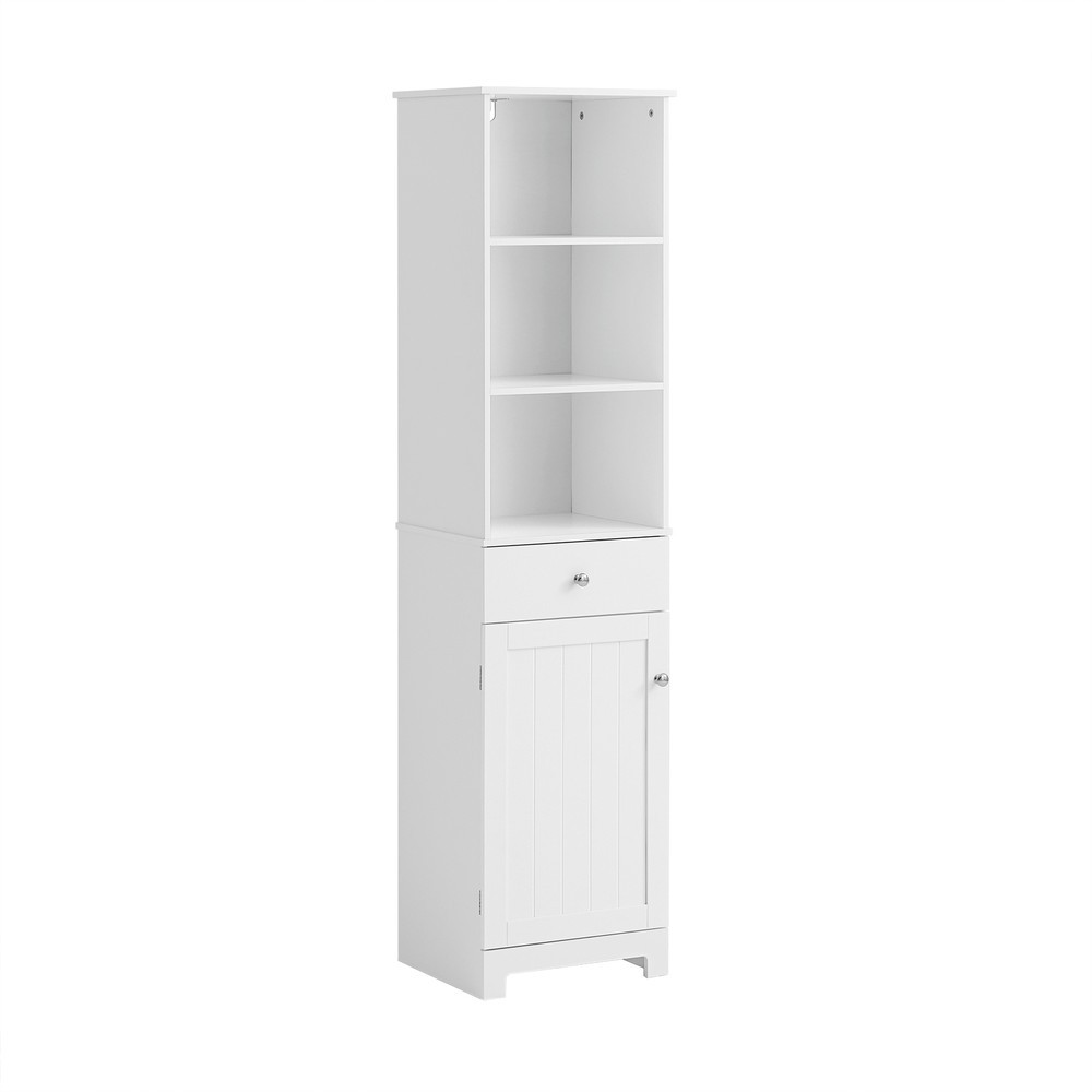 SoBuy Słupek łazienkowy z jedną szufladą Biały 40x35x161.5cm BZR17-W