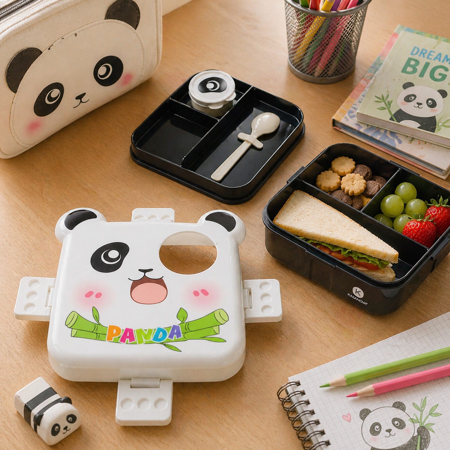 Porta pranzo per bambini Panda con posata