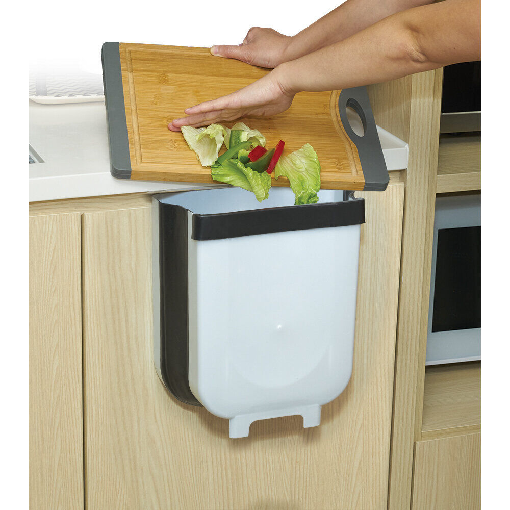 Poubelle de porte amovible et rétractable 8 L gris