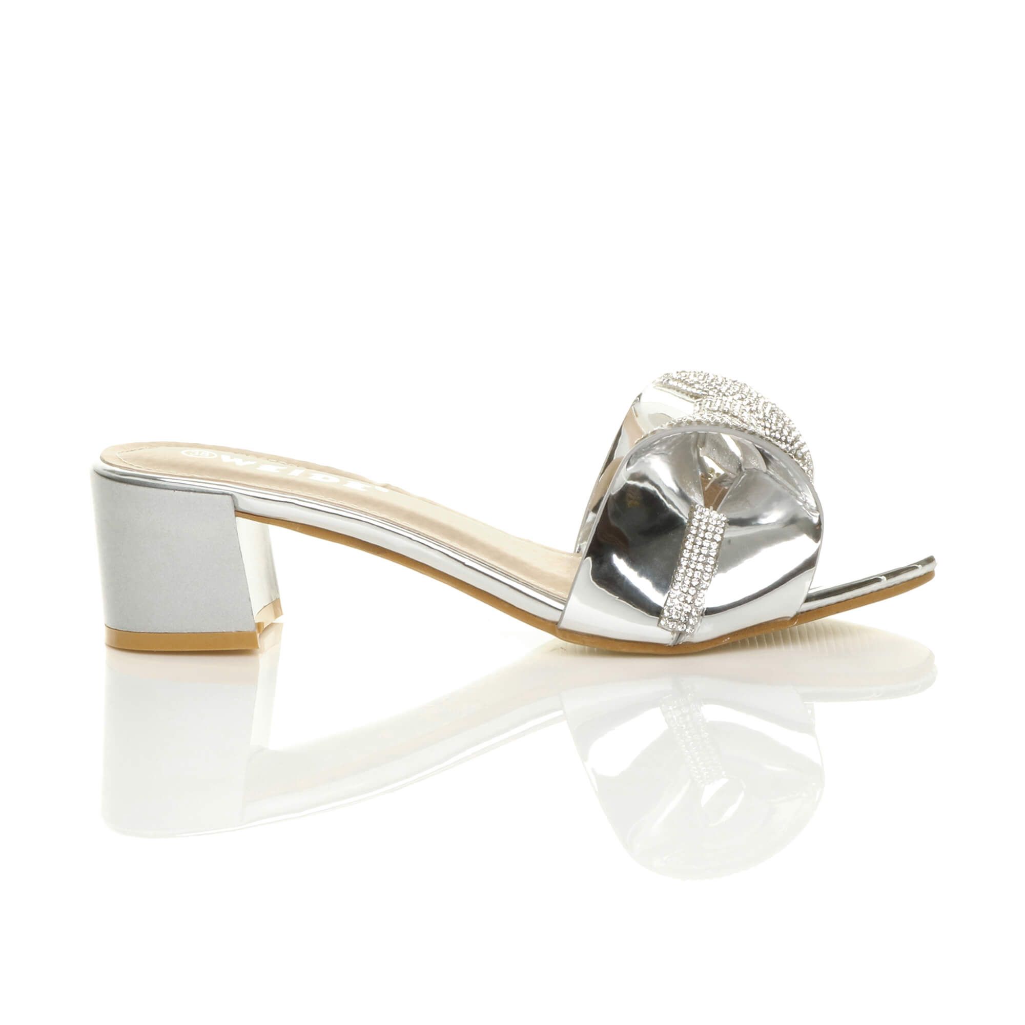AJVANI Mid Block Heel Diamante Bow Sandals