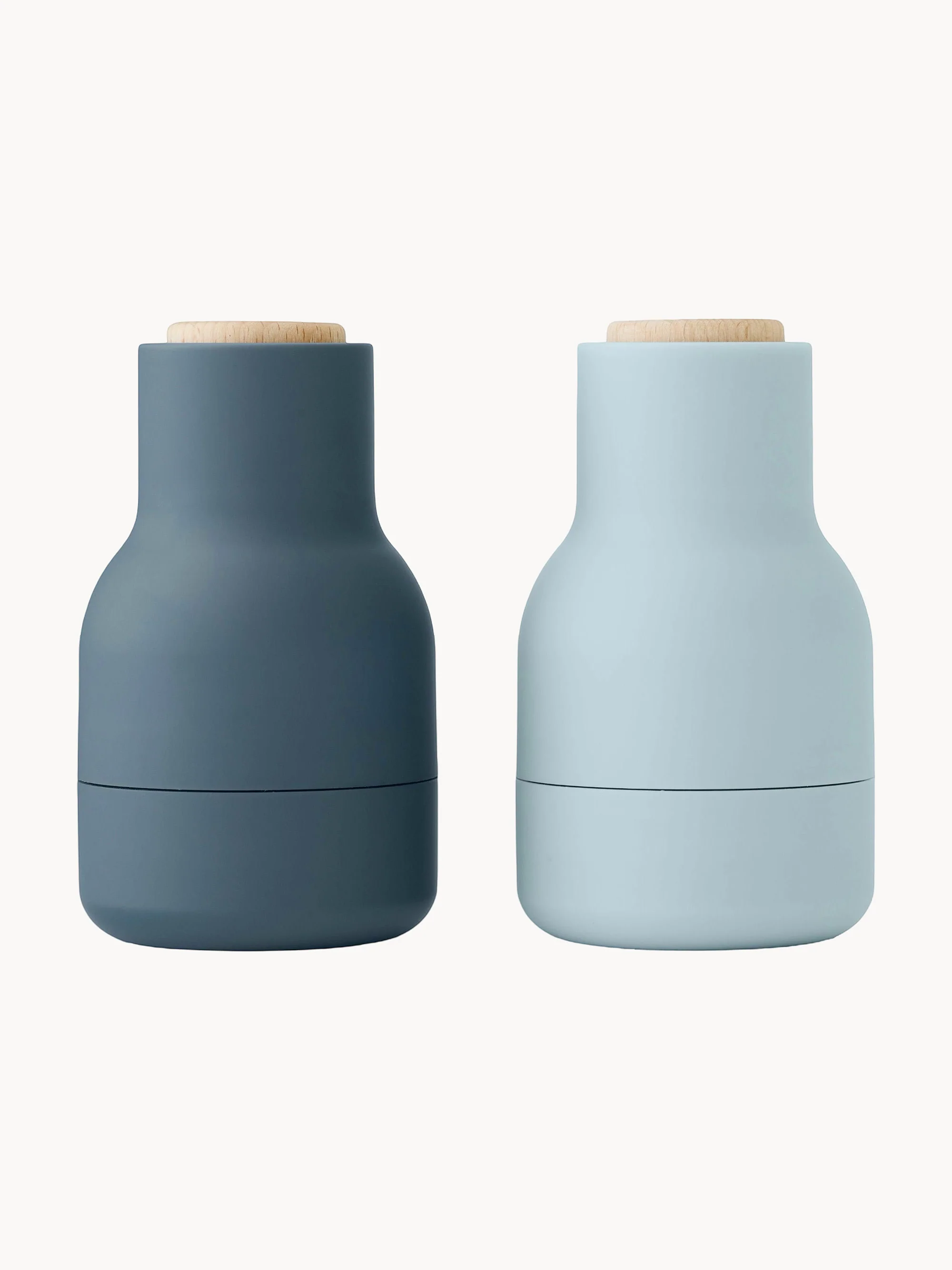 Kleine Salz- & Pfeffermühlen Bottle Grinder mit Buchenholz-Deckeln, 2er-Set