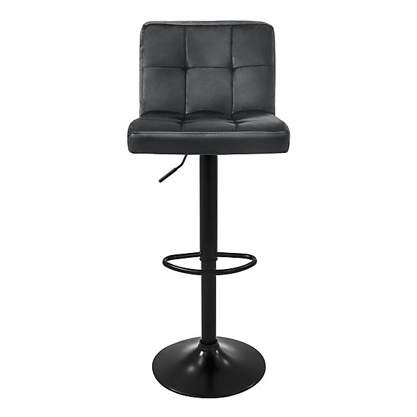 Lot de 2 tabourets de bar rembourrées en velours gris chaise réglable en hauteur