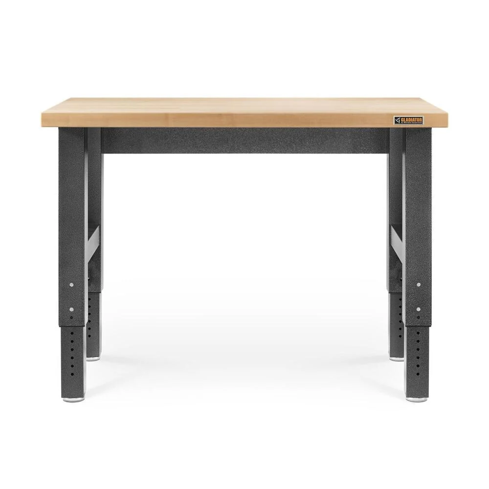 Gladiator GarageWorks 4-ft Adjustable Height Hardwood Workbench with Hammered Granite Finish