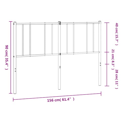 NNEVL Metal Headboard Black 152 cm