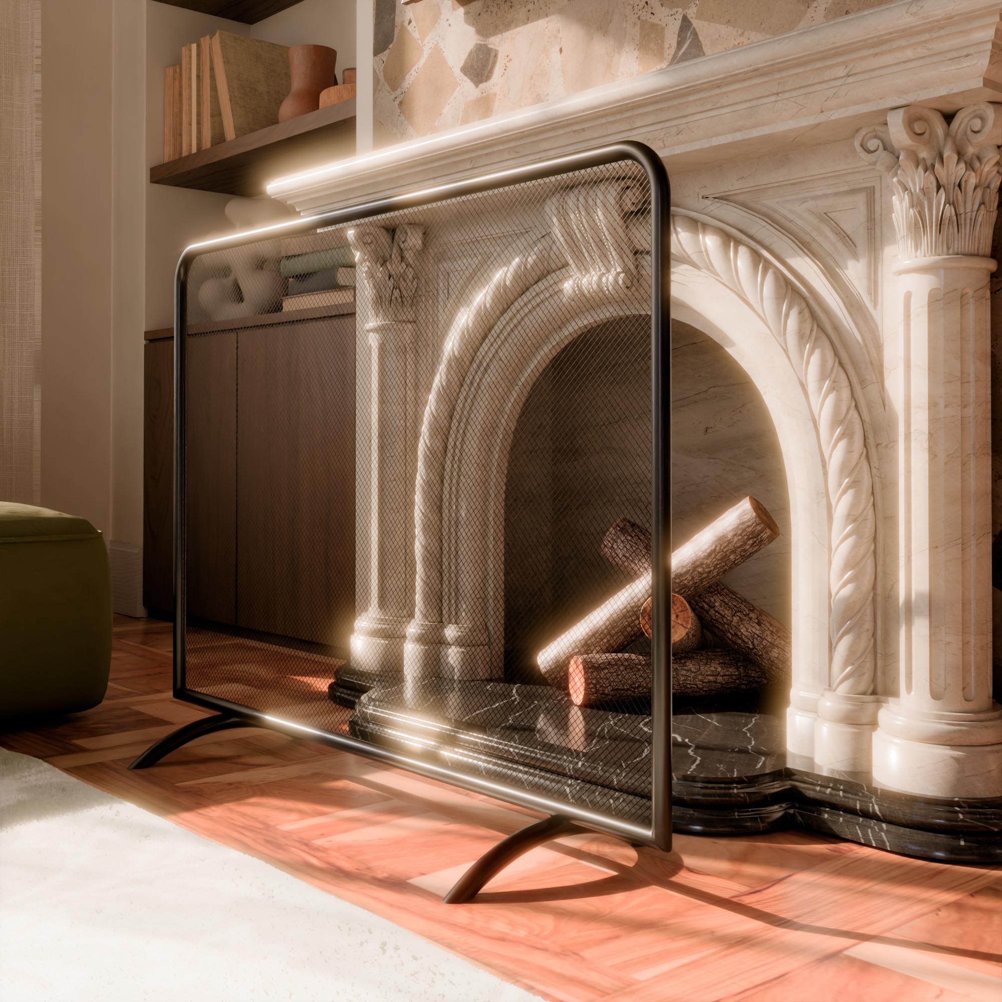 Metal Fireplace Screen Handmade Modern Look Custom Size