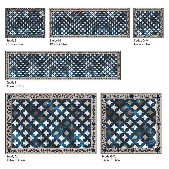 Vinyl Teppich »Saba«, BxL:180 cm x 68 cm, blau|weiß|beige