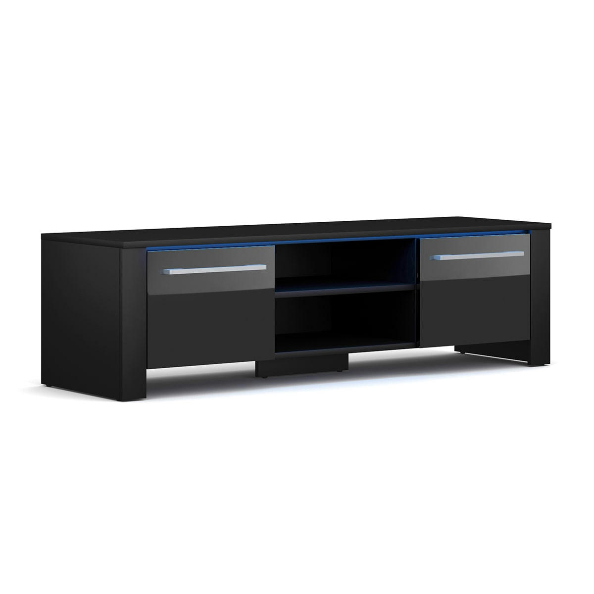 - Meuble tv 1 porte 140 cm avec led noir
