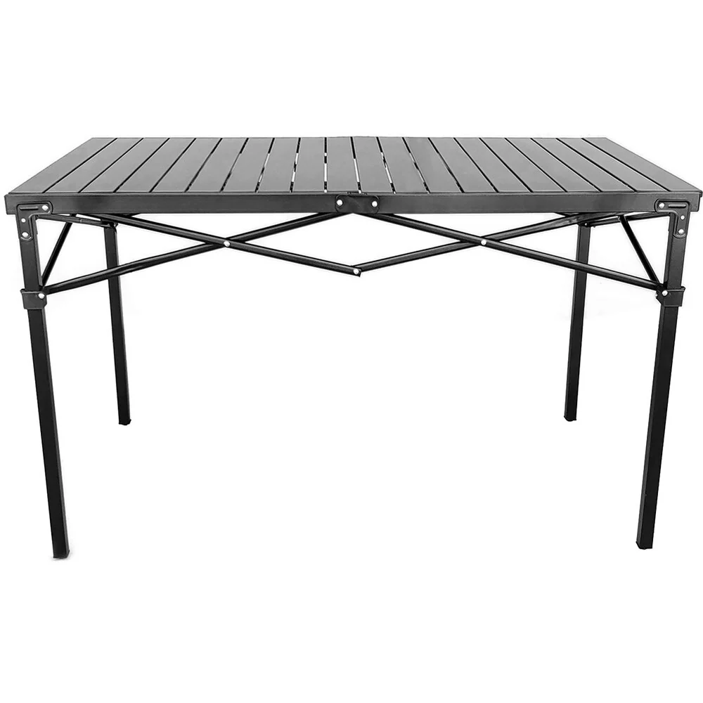 GoTEAM Portable Heavy Duty Aluminum Roll-Top Table, Camping/Tailgating/Beach Instant Table with Carry Bag