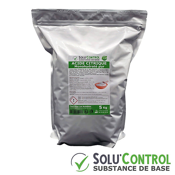 Acide citrique monohydraté pur 5 kg - 100% d'origine naturel - Nettoyer, détartrer, raviver l'inox et corriger le pH