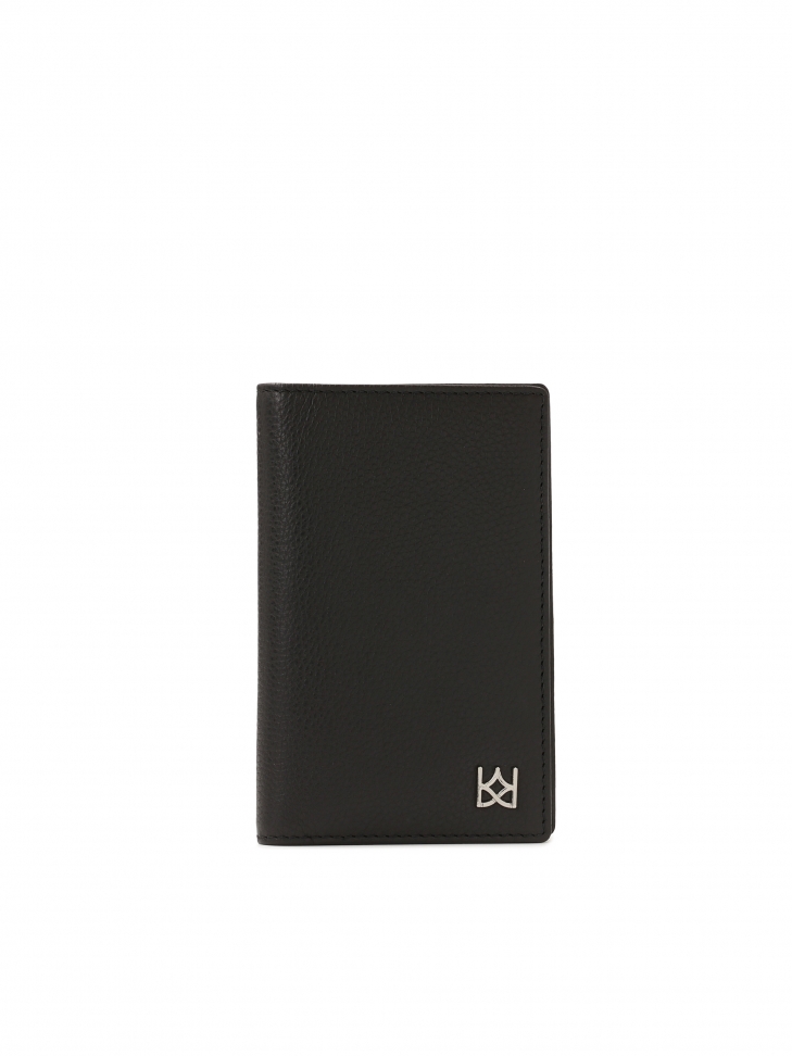 Black leather case for passport and documents