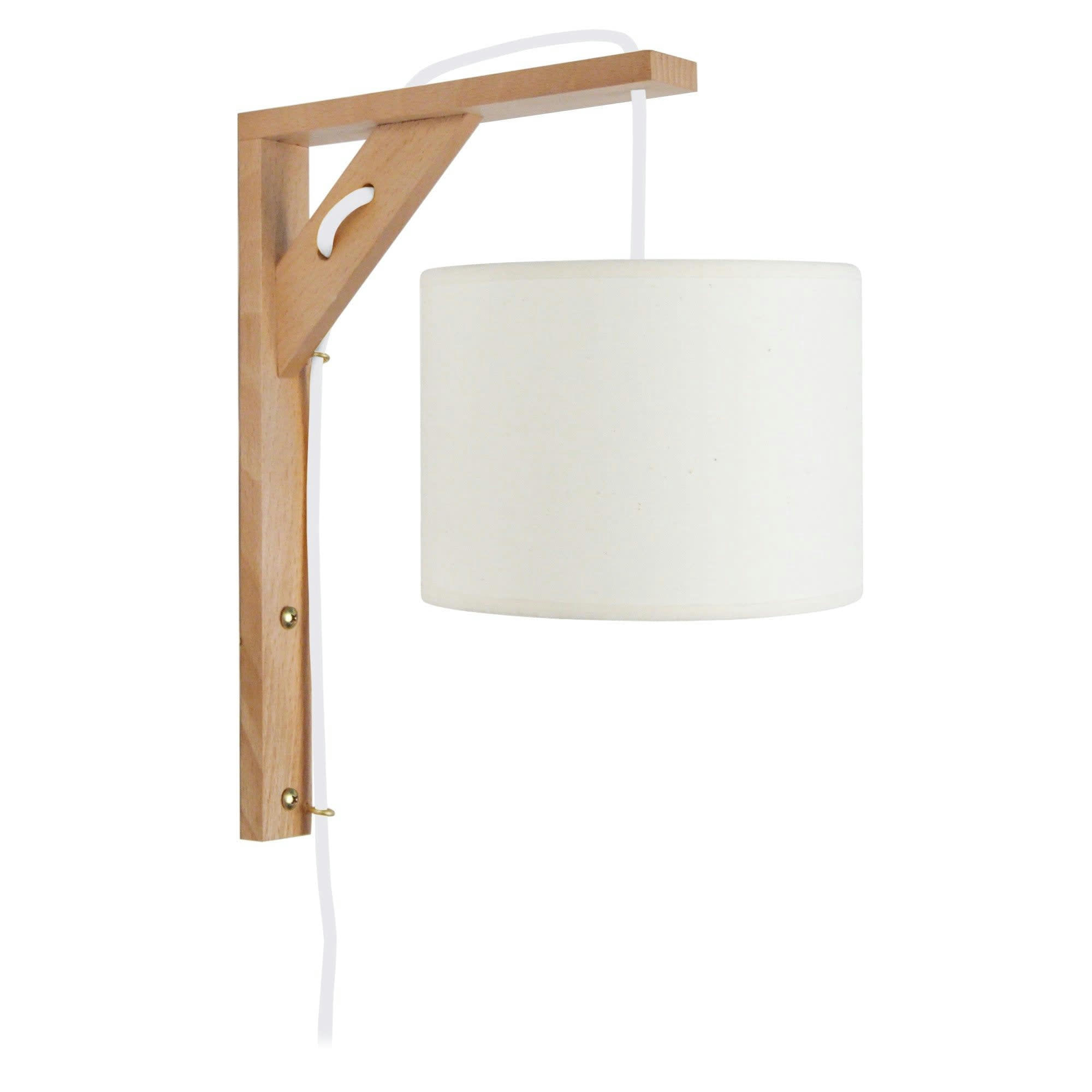 ÉQUERRE - Applique bois naturel et blanc