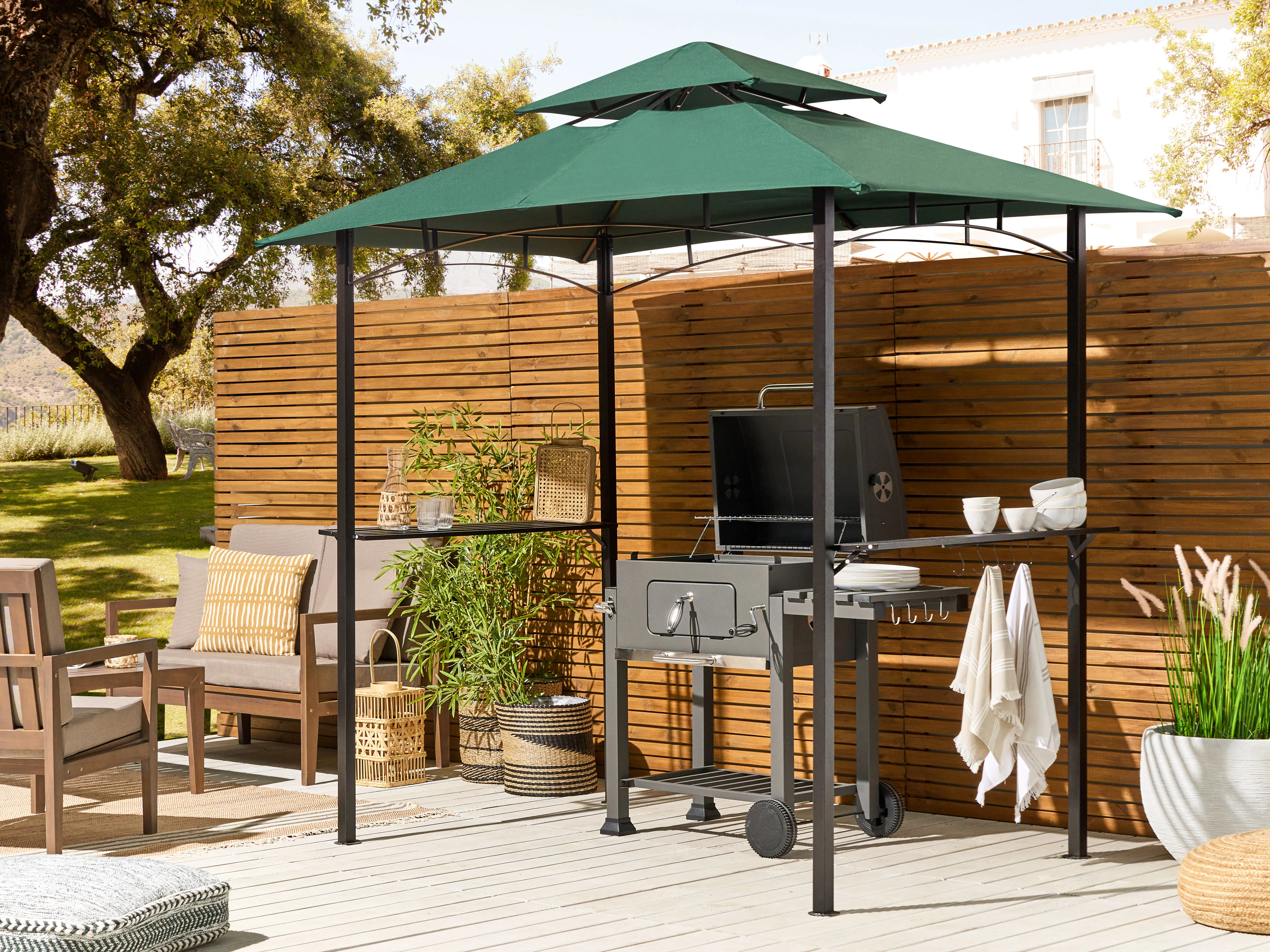 Gazebo NARO Metal 240 cm 148 cm Dark Green