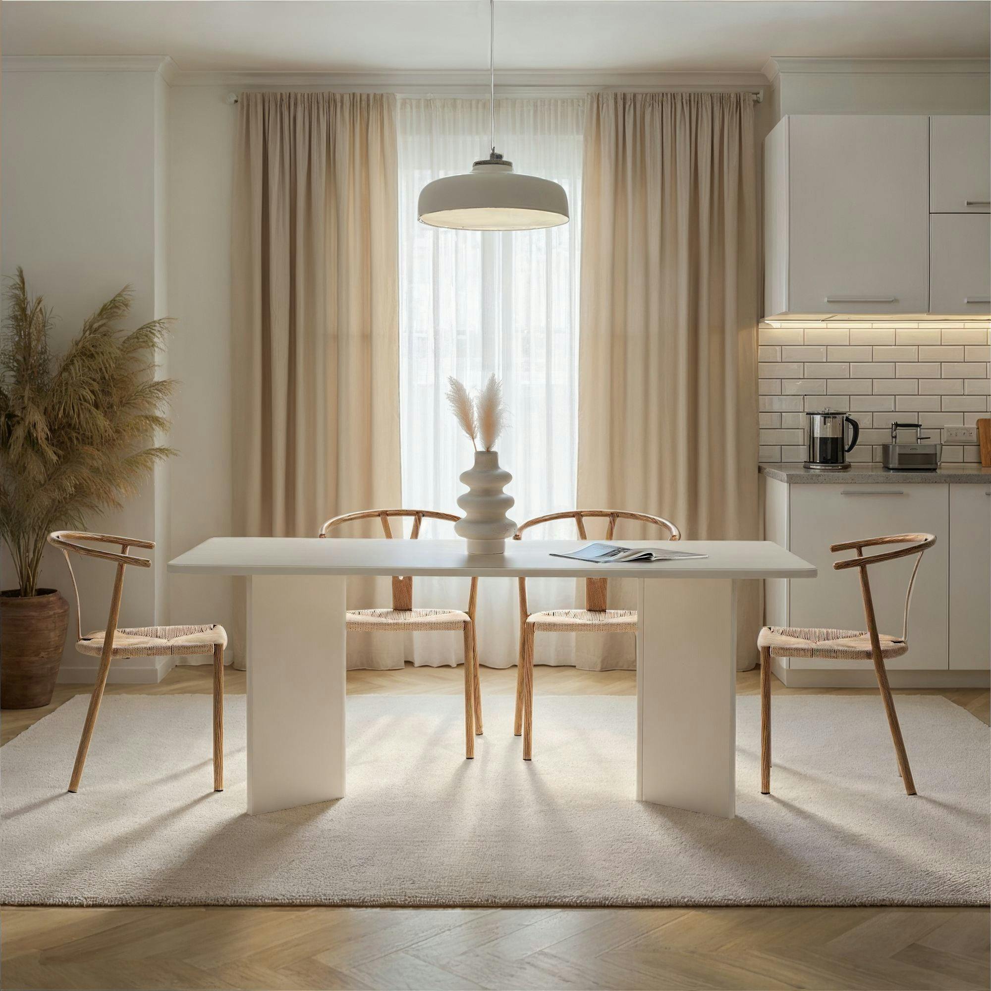 Table à manger blanche bords ronds 180 cm MARFA