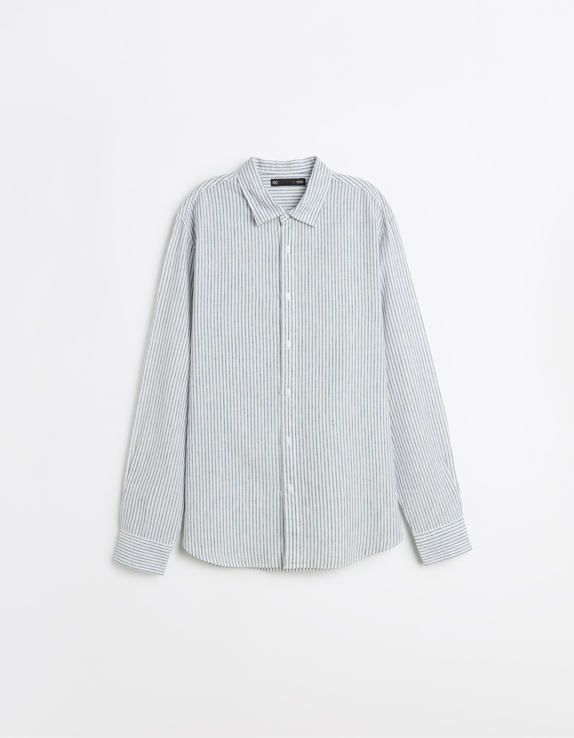 Camisa Riscas com Linho, Homem, Branco