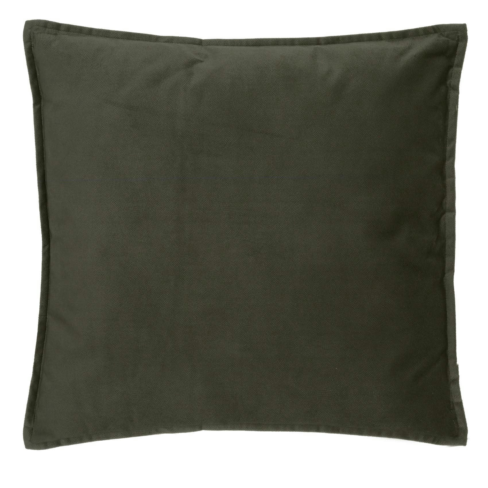 - Coussin déhoussable en velours polyester/velours vert olive 45x45 cm