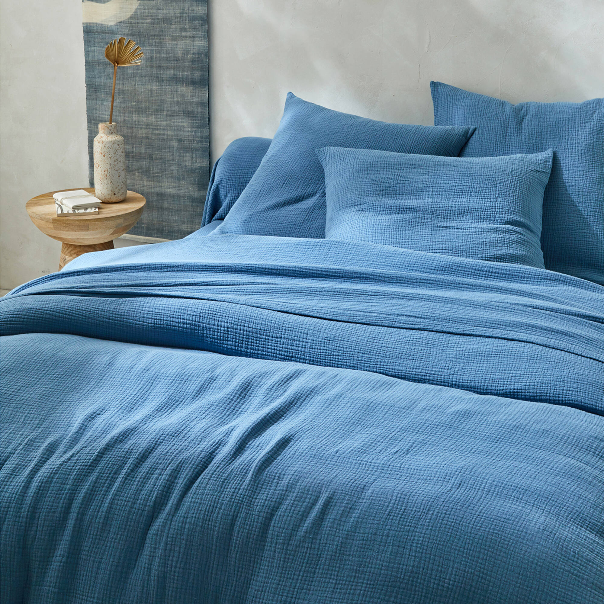 Linge de lit uni en triple gaze de coton