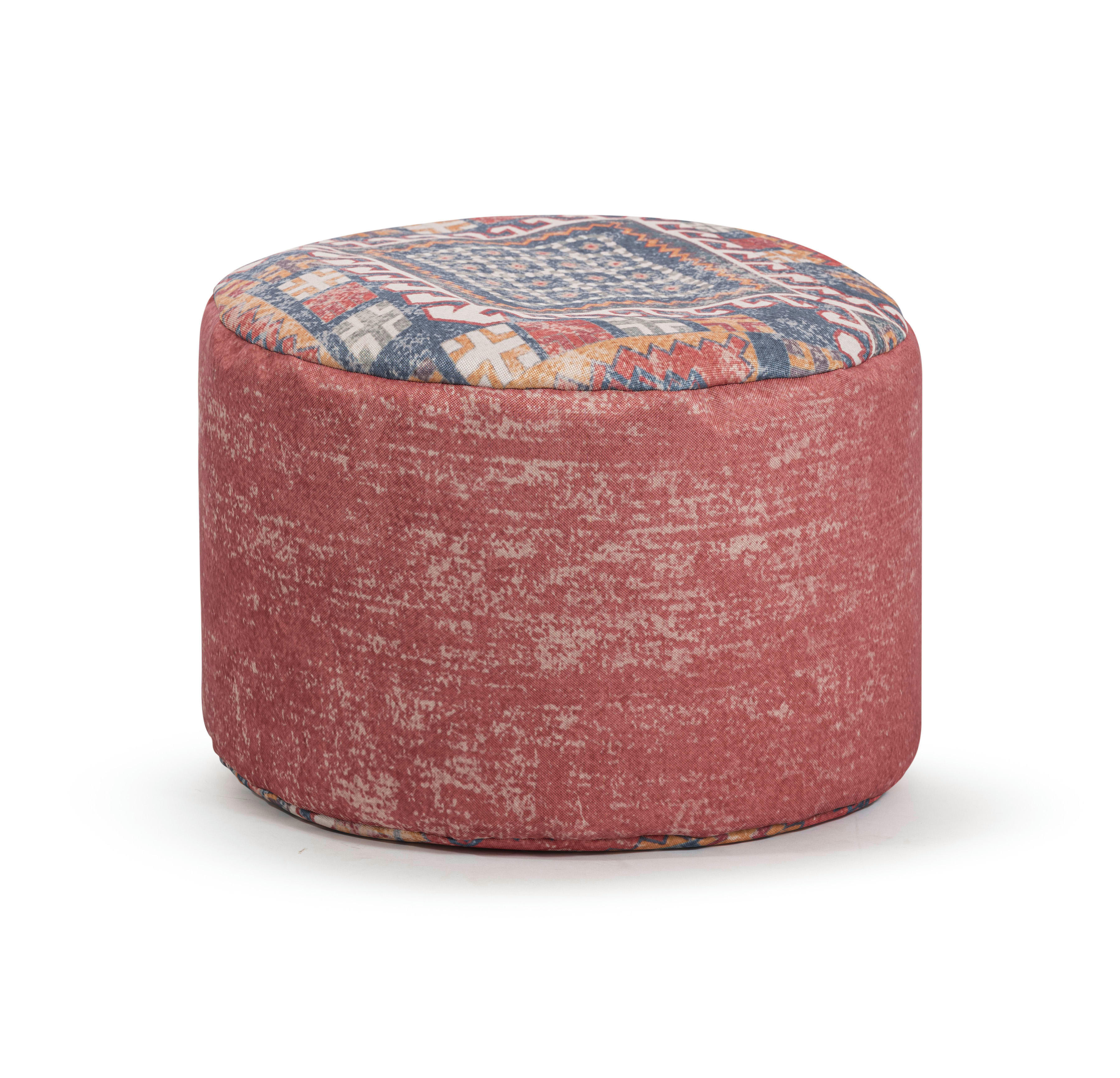 DOT COM PERSIA - Repose pied d'intérieur rond en toile imprimée ethnique 30x50