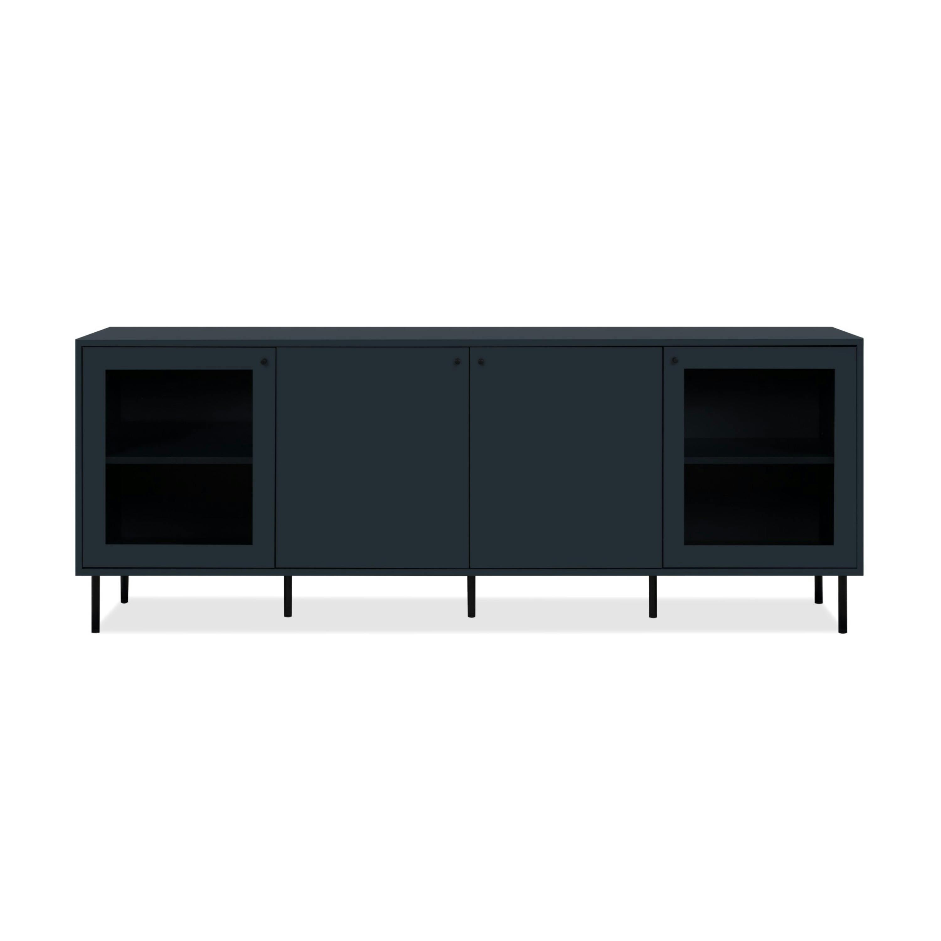 Buffet bas vitrine bleu sombre 4 portes RAVEN