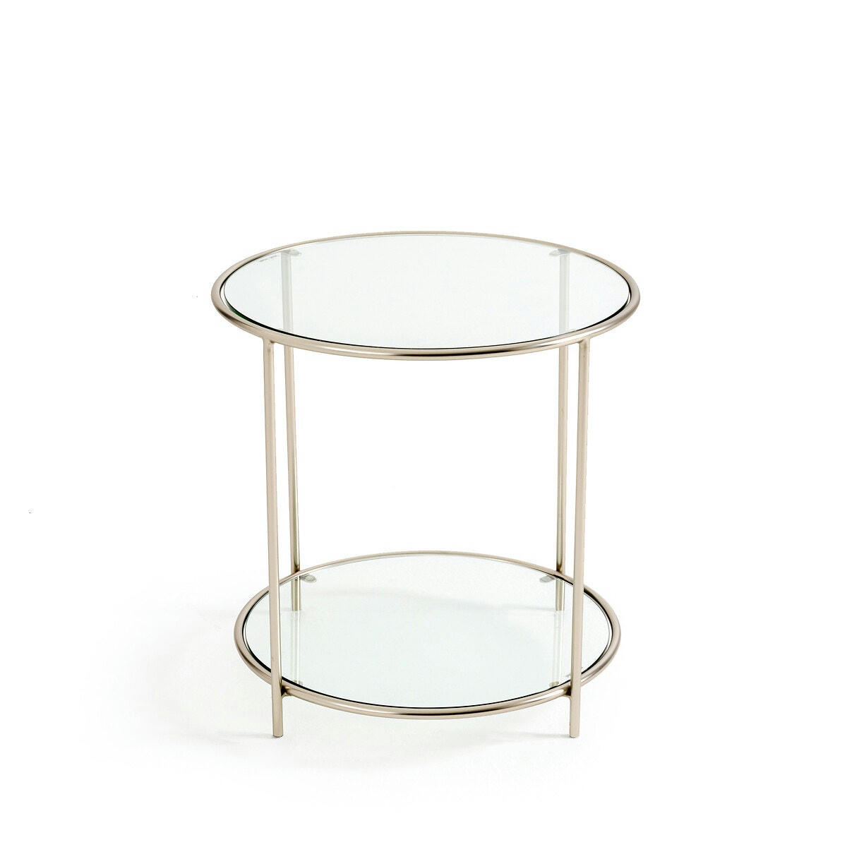 Bout de canapé rond nickel satiné, Sybil