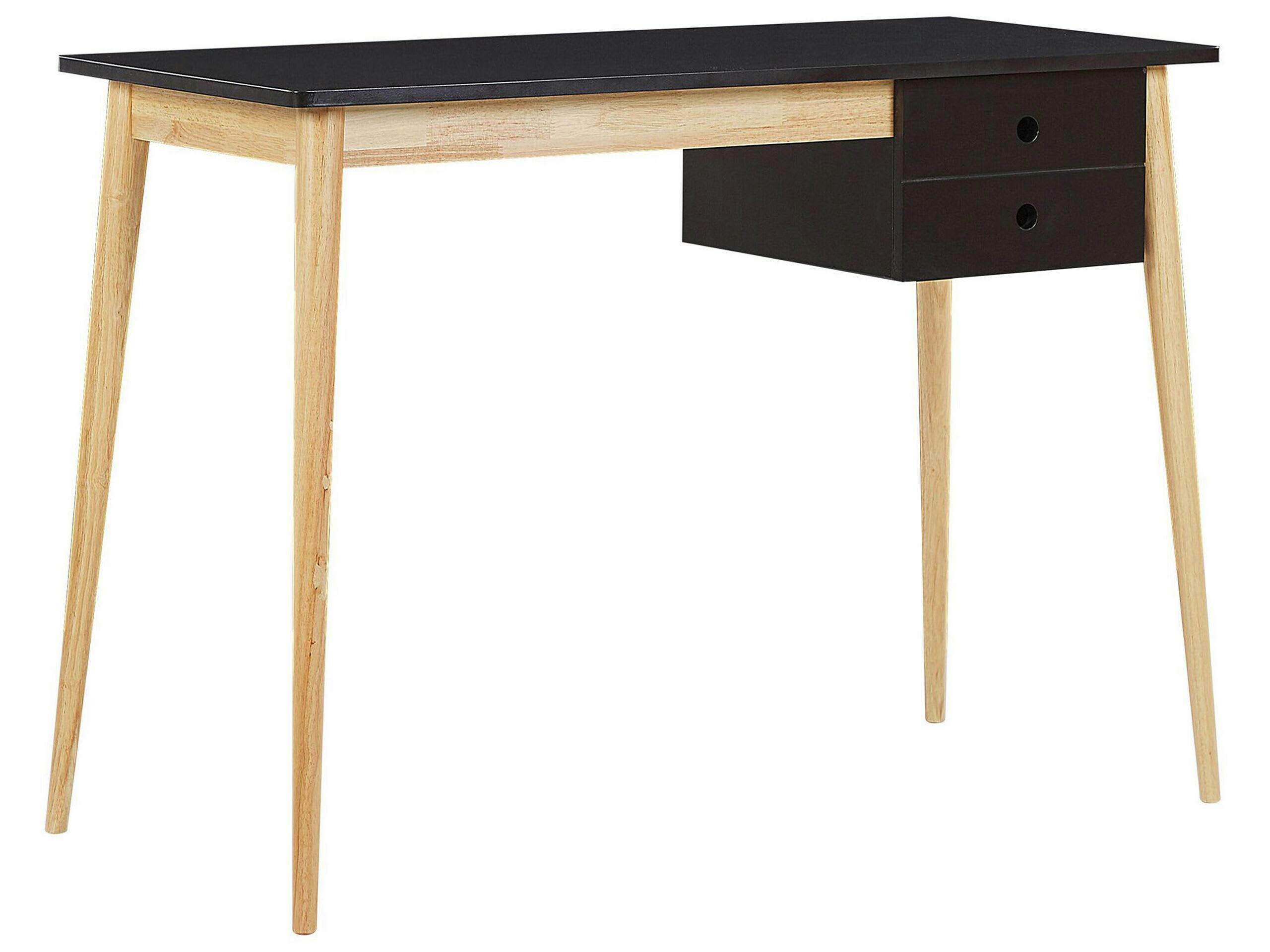 EBEME - Bureau effet bois clair noir 106 x 48 cm avec 1 tiroir