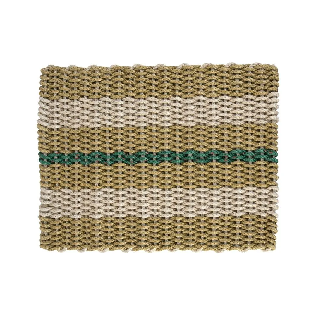 Coastal Rope Doormat | Nautical Tan, Sand and Green Handwoven Rope Mat