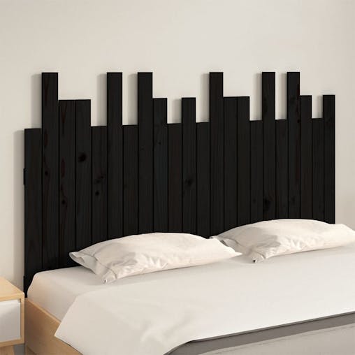 NNEVL Wall Headboard Black 140x3x80 cm Solid Wood Pine