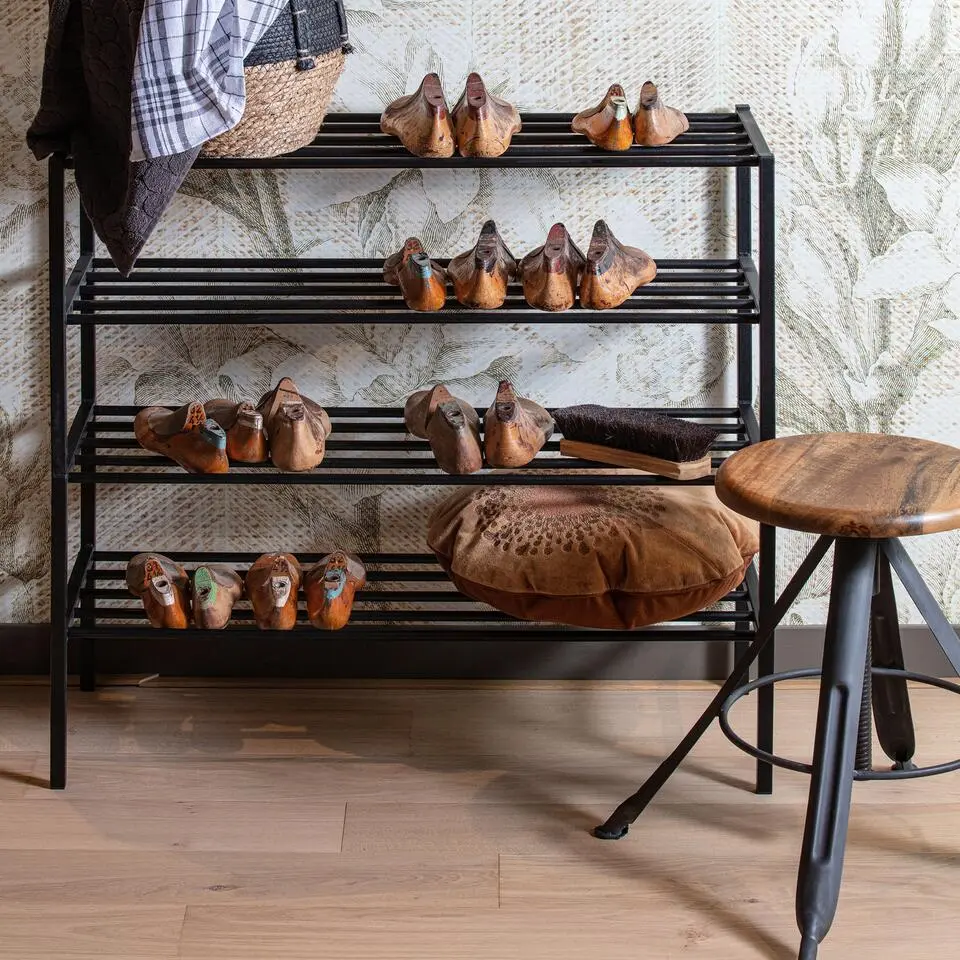 WOOOD Ferro Schoenenrek - Metaal - Zwart - 40x85x35