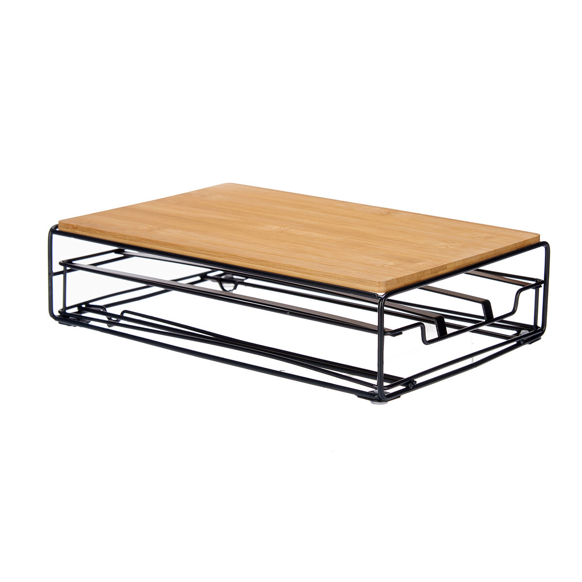 Suporte para 15 cápsulas em metal e bambu