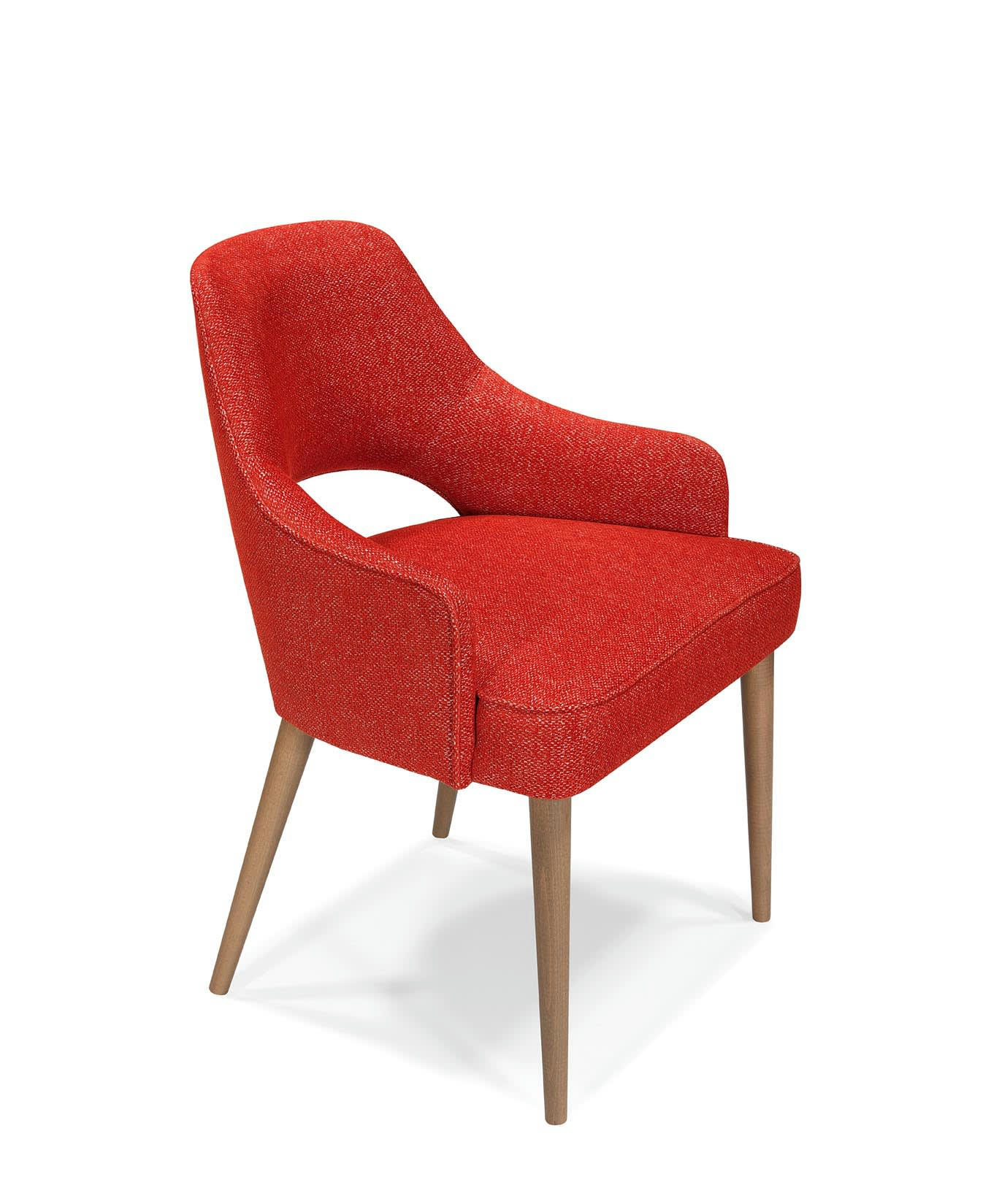 BACH - Chaise en bois et tissu rouge