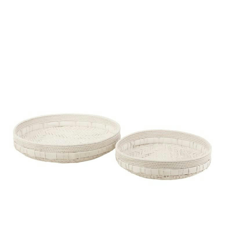 ROTIN - Plat rond rotin blanc 50cm - Lot de 2