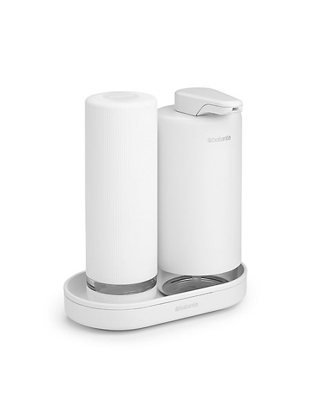 Accessoire de cuisine avec plateau   distributeur de savon   distributeur de liquide vaisselle, blanc, Brabantia sinkstyle vendu par 2